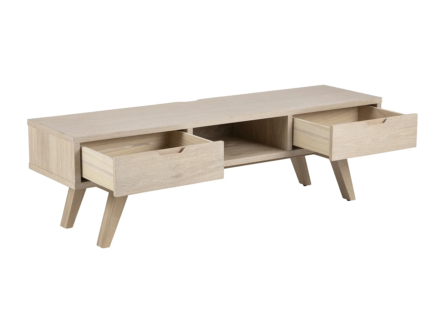 A-Line Meuble TV avec 1 espace de rangement et 2 tiroirs, chêne.