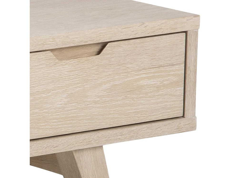 A-Line Meuble TV avec 1 espace de rangement et 2 tiroirs, chêne.