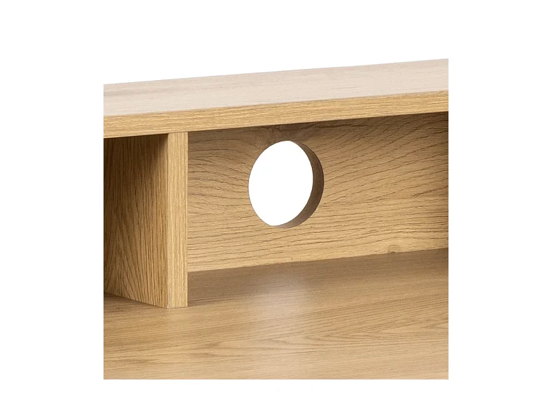 Reece Bureau 3 espaces de rangement, 2 tiroirs, teinte naturelle, noir.