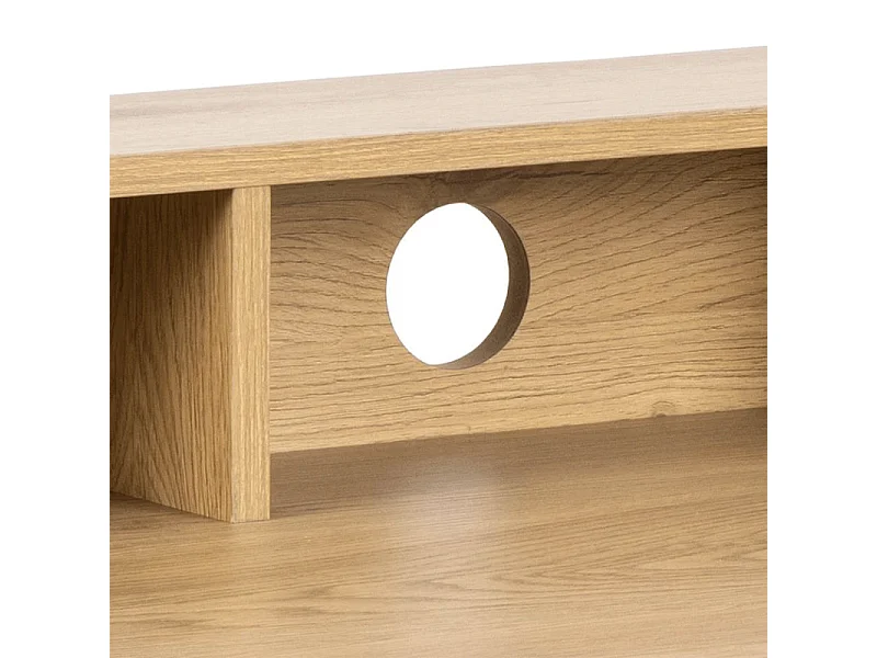 Reece Bureau 3 espaces de rangement, 2 tiroirs, teinte naturelle, noir.