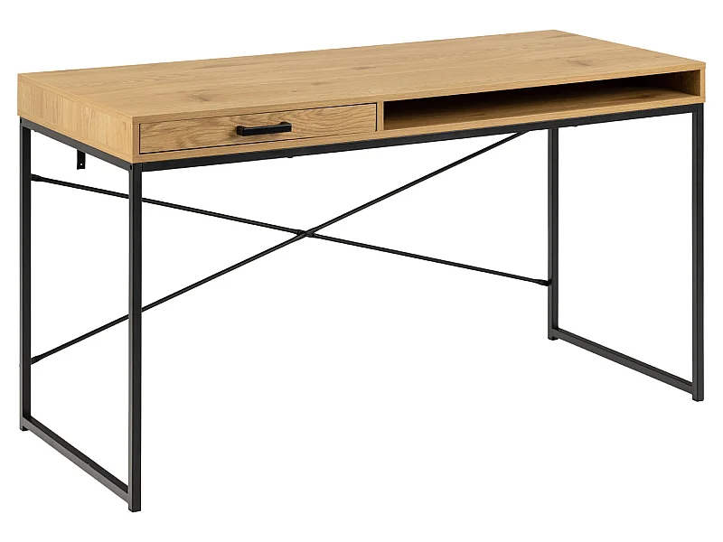 Sea Schreibtisch 1 Schublade, 1 Fach natur, schwarz.