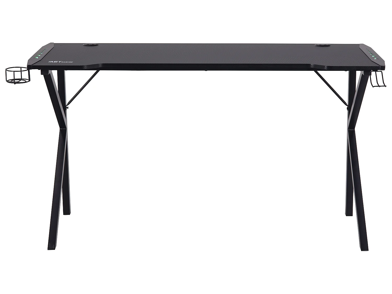 Nimaj  Gamertisch mit LED, Headsethalter, Getränkehalter schwarz.