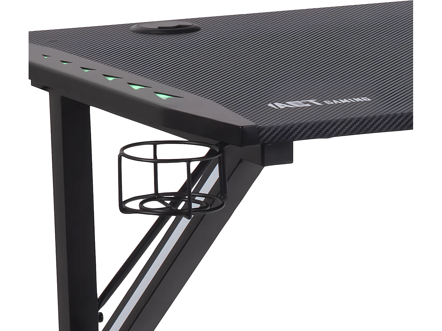 Nimaj  Gamertisch mit LED, Headsethalter, Getränkehalter schwarz.