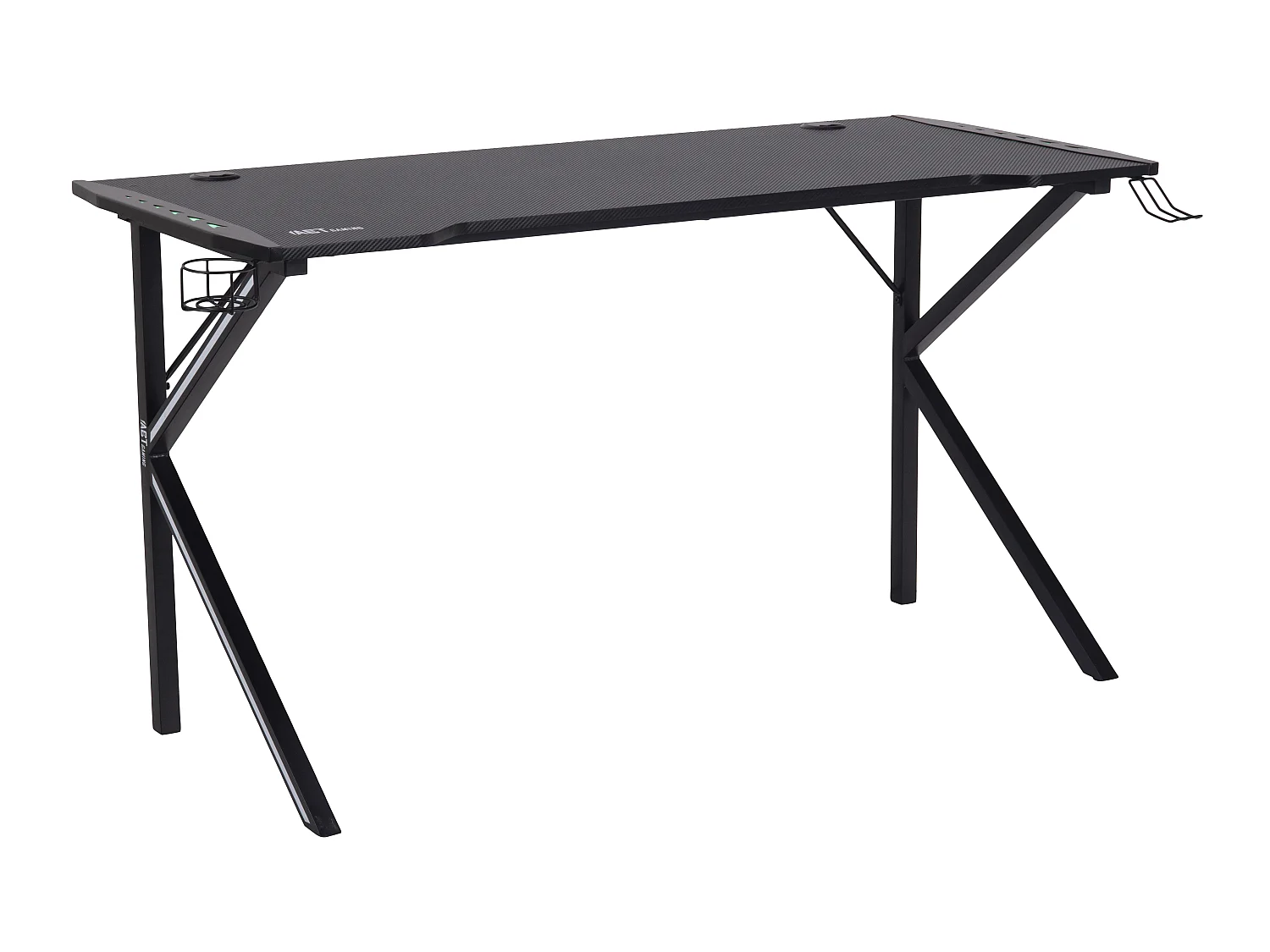 Nimaj  gamertafel met LED, headsethouder, bekerhouder zwart.