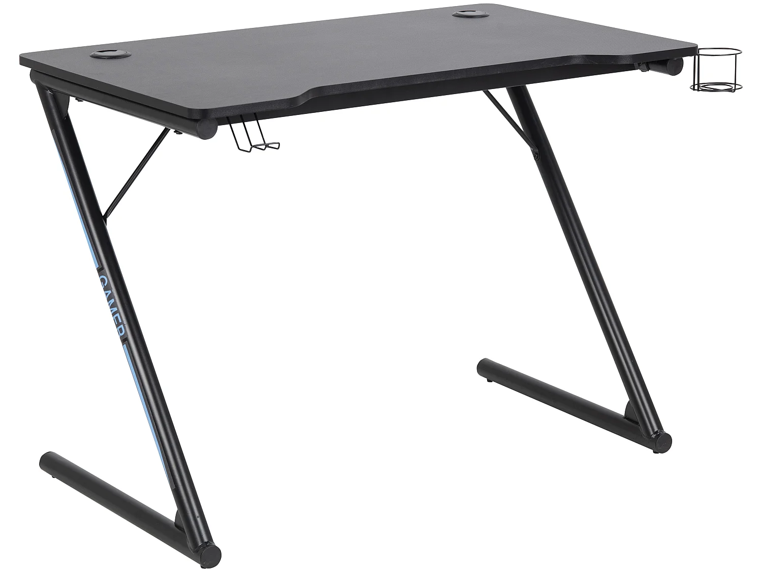 Trops Bureau pour gamer avec porte-gobelet, noir.