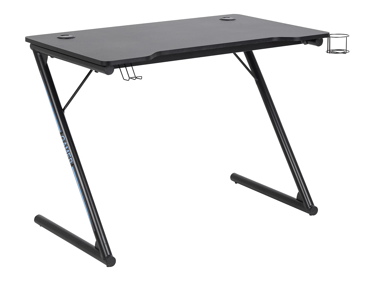 Trops Bureau pour gamer avec porte-gobelet, noir.