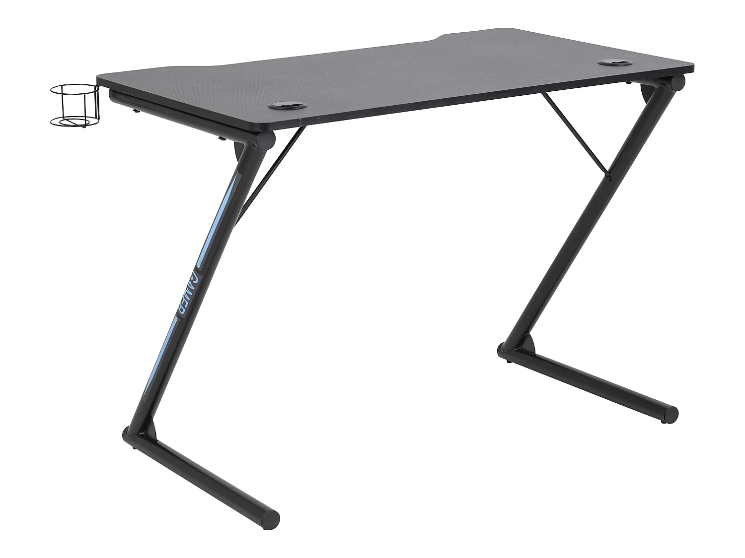 Trops Schreibtisch für Gamer mit Getränkehalter schwarz.