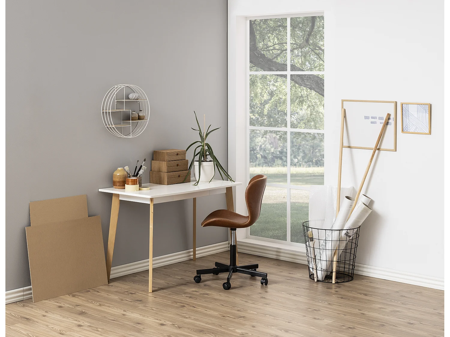 Raven Bureau avec 1 tiroir, blanc.