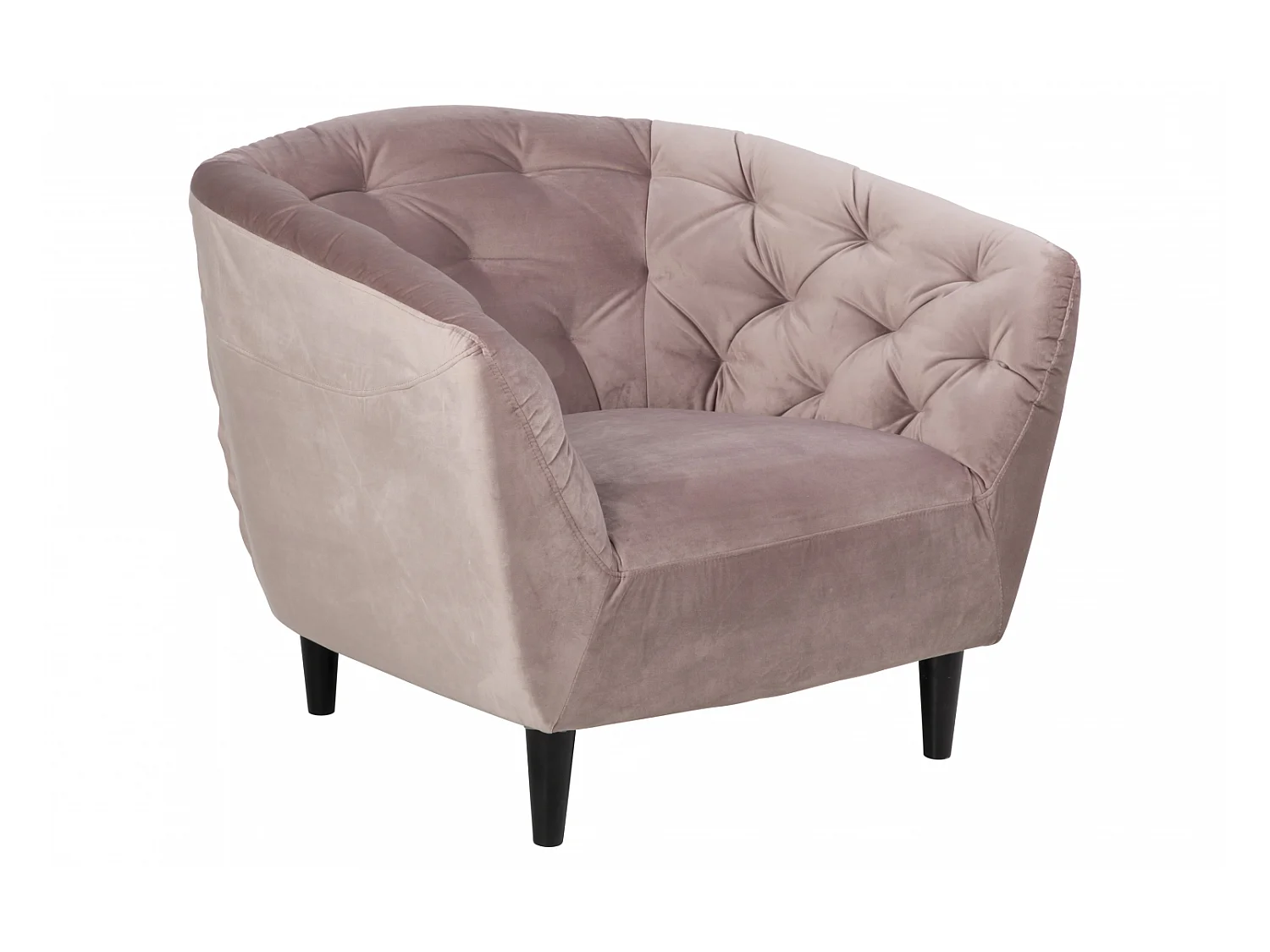 Rian Fauteuil rose avec des pieds noirs.