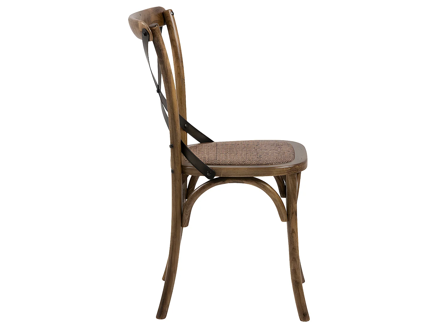 Viby Chaise de salle à manger en rotin, noir, brun antique.