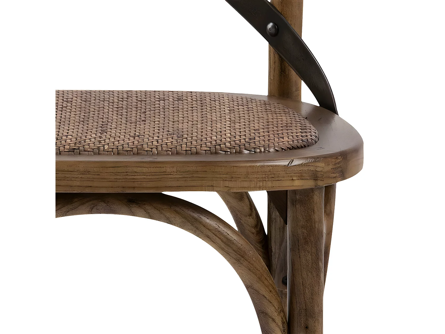 Viby Chaise de salle à manger en rotin, noir, brun antique.