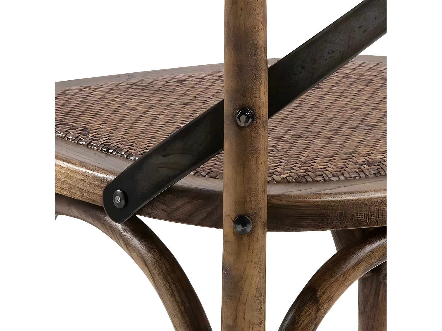 Viby Chaise de salle à manger en rotin, noir, brun antique.