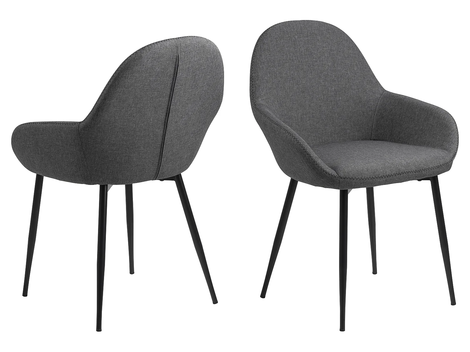 Chris Chaise de salle à manger avec accoudoirs, gris.