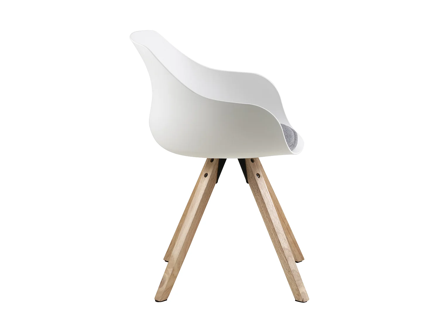 Time Chaise de salle à manger en blanc et support gris clair, pieds en bois de chêne teinté, laqué.