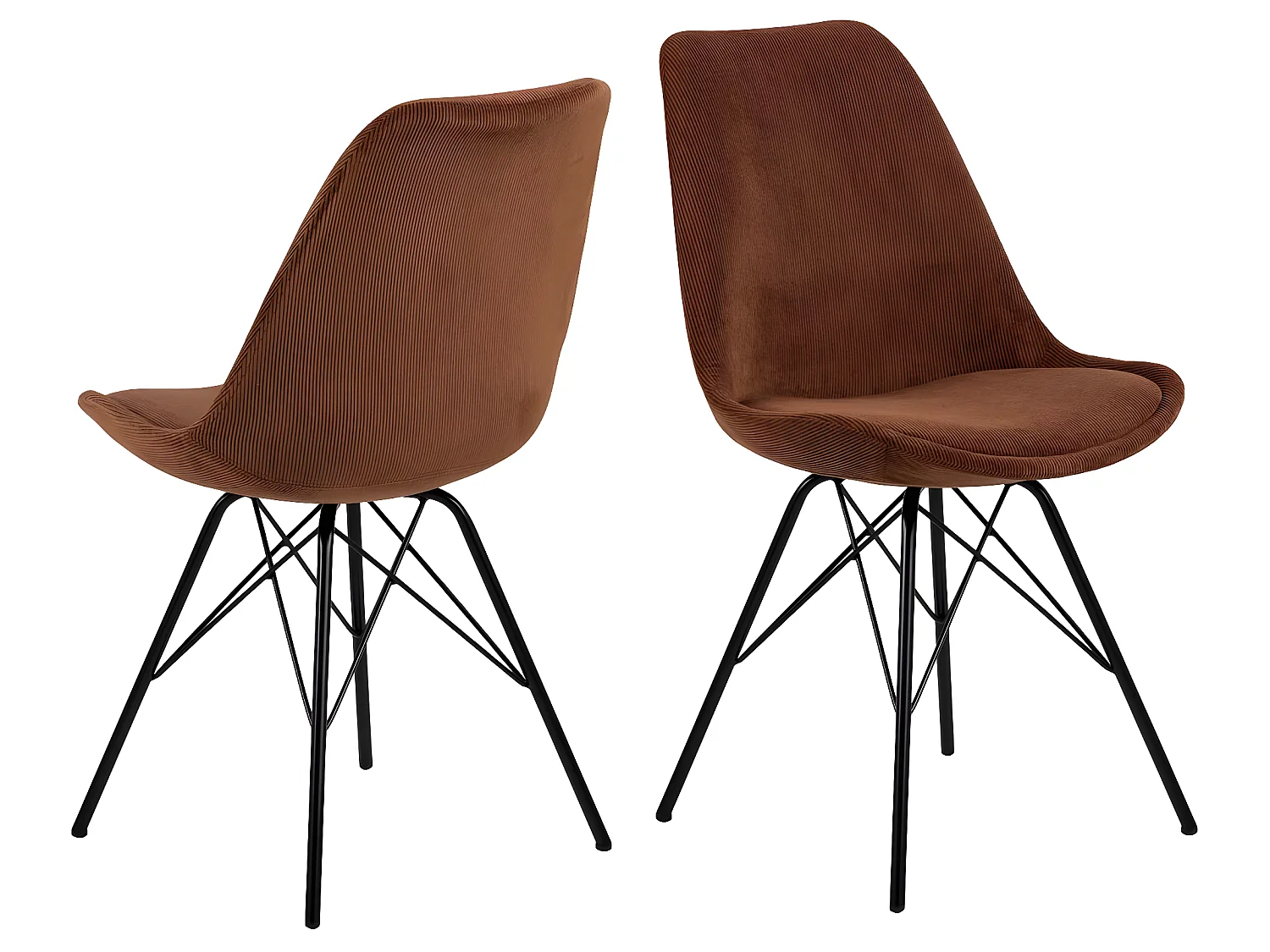 Eris Chaise de salle à manger en velours orange.