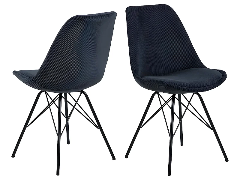 Eris Chaise de salle à manger en velours gris anthracite.