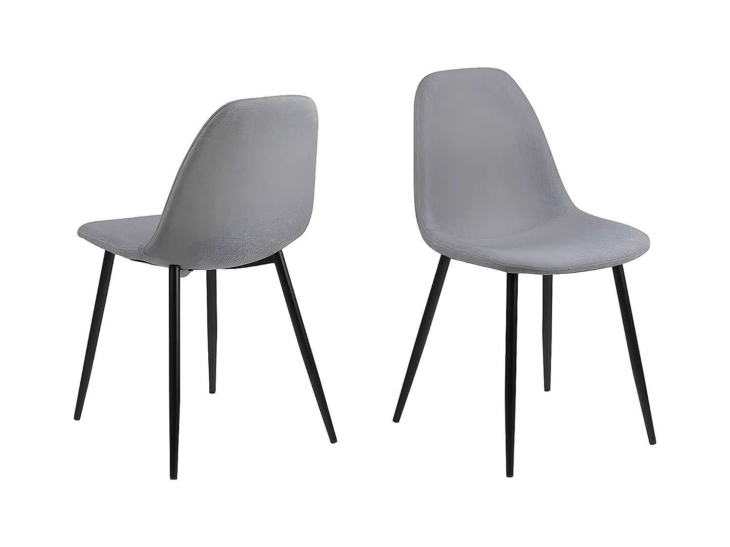 Chaise de table à manger en tissu, gris clair et structure en noir.