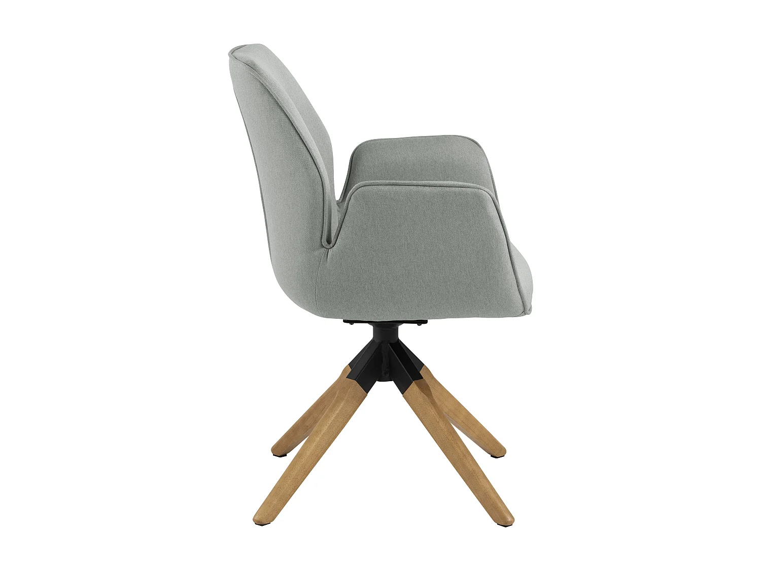 Aura eetkamerstoel eiken poten, met armsteunen en rugleuning lichtgrijs.