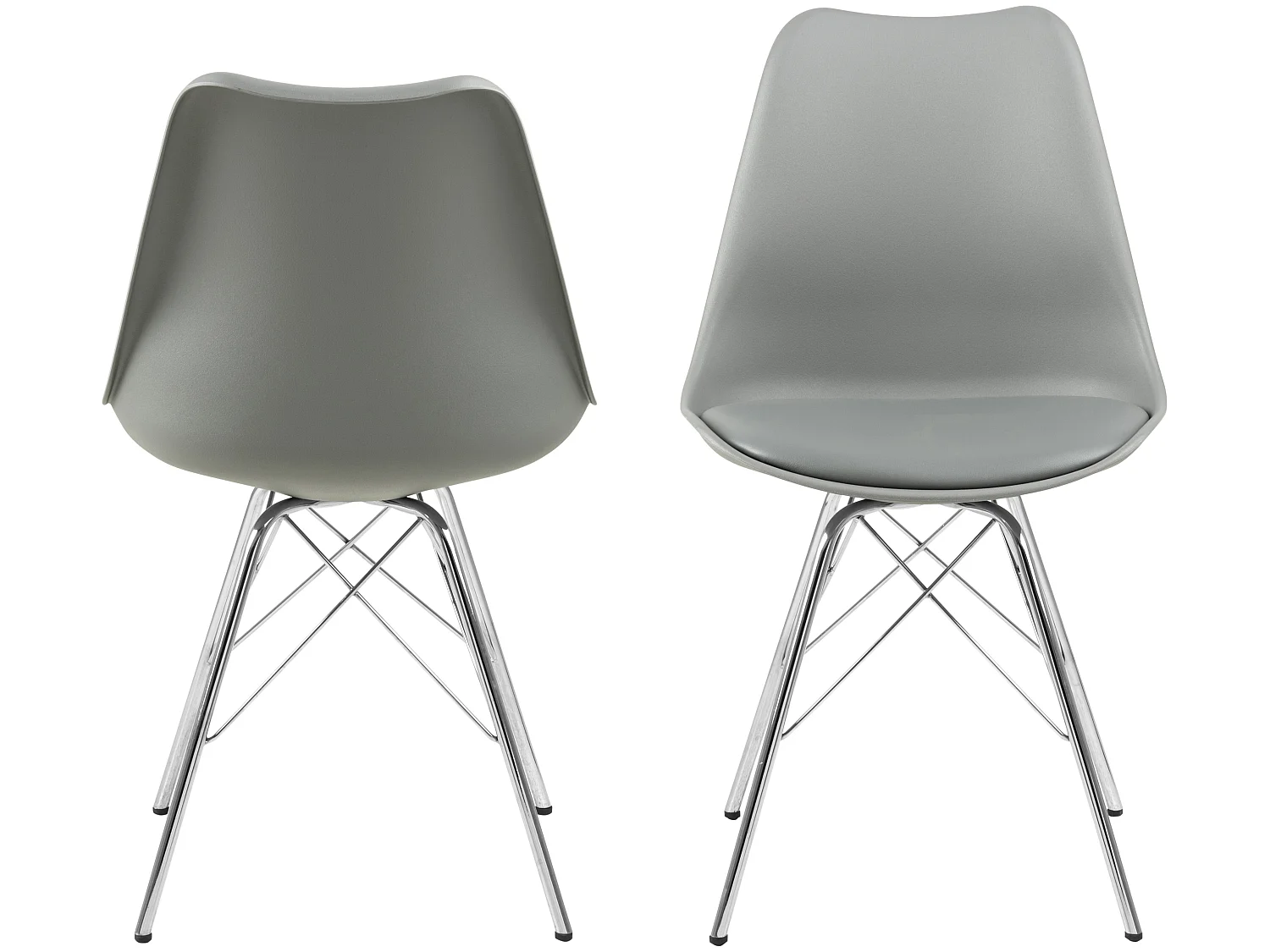 Erin eetkamerstoel grijs, chroom.