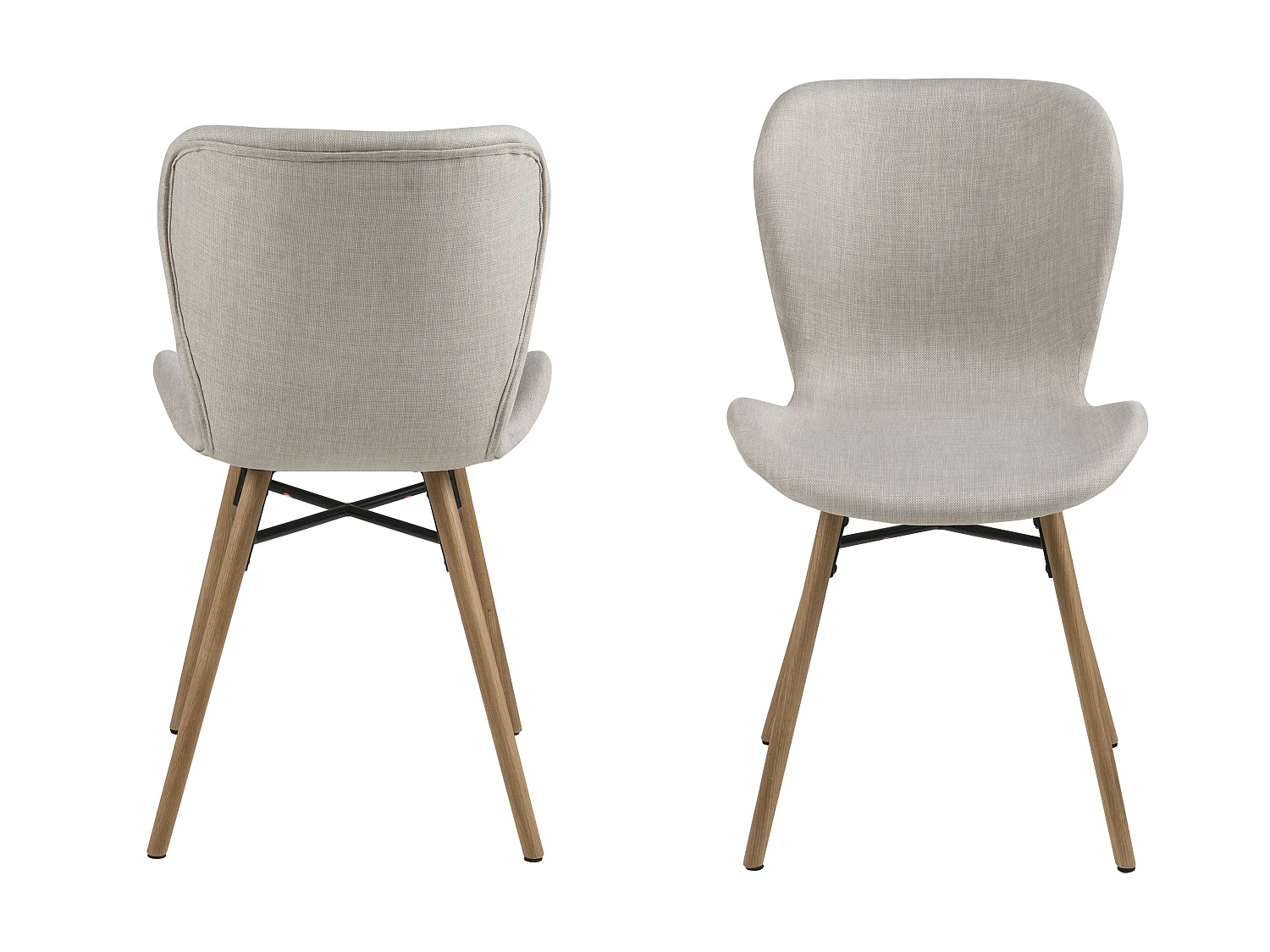 Bali Chaise de salle à manger tissu couleur sable et pieds en chêne massif.