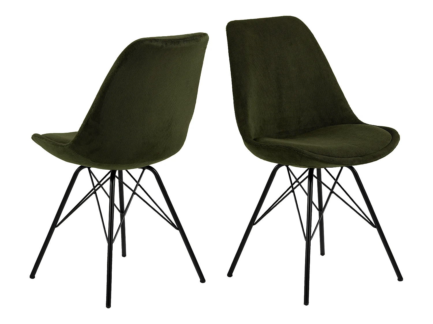 Eris Chaise de salle à manger en velours vert olive.