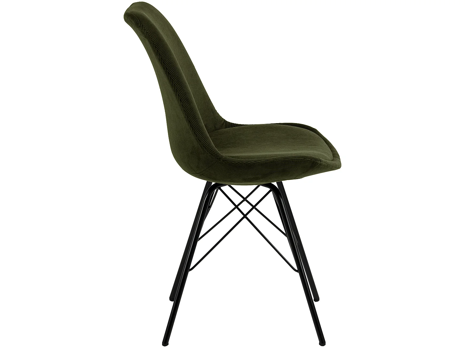 Eris Chaise de salle à manger en velours vert olive.