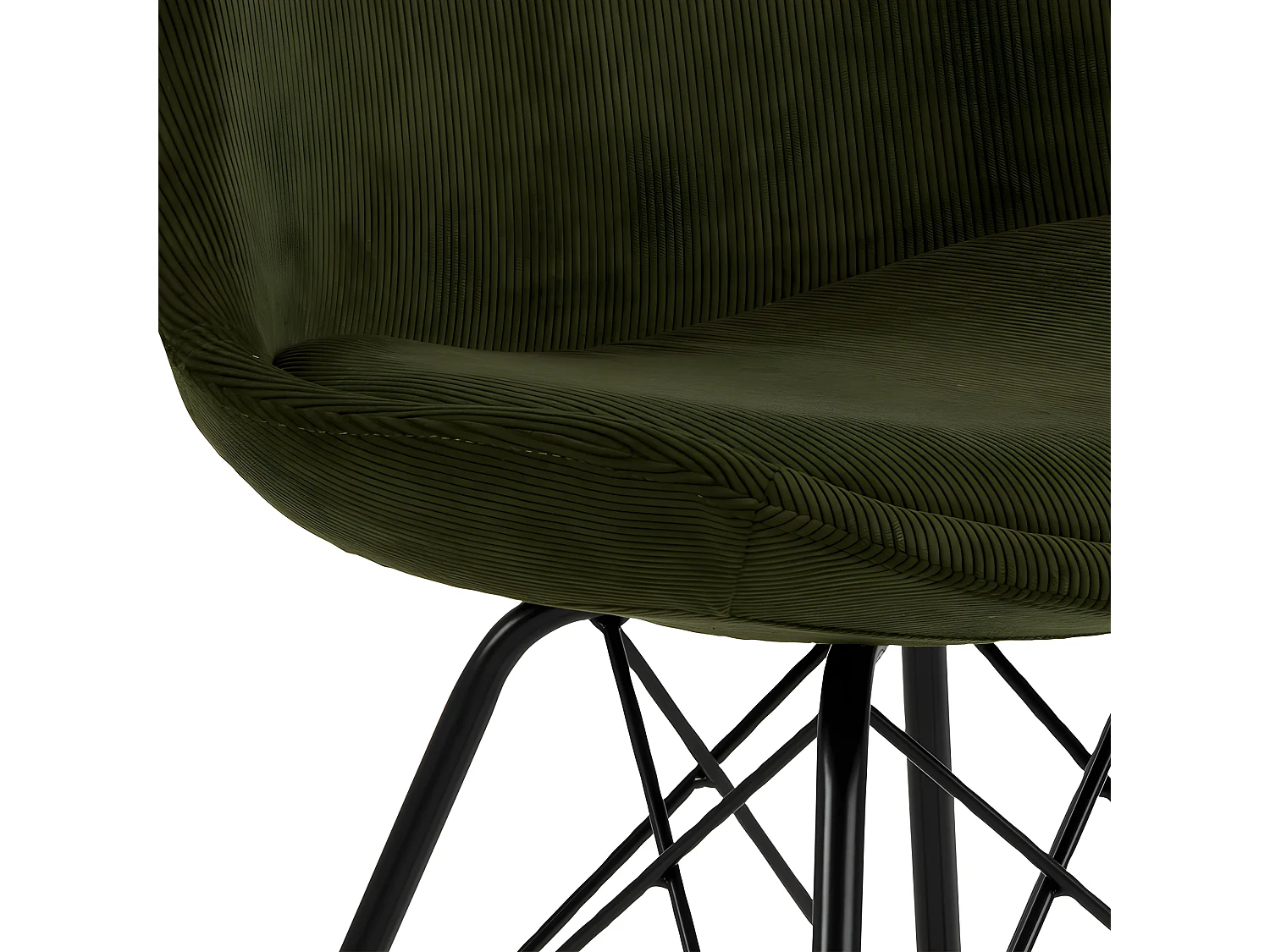 Eris Chaise de salle à manger en velours vert olive.