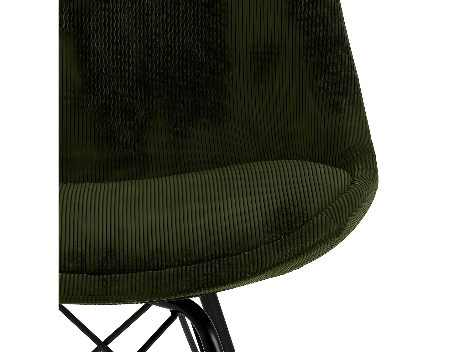 Eris Chaise de salle à manger en velours vert olive.