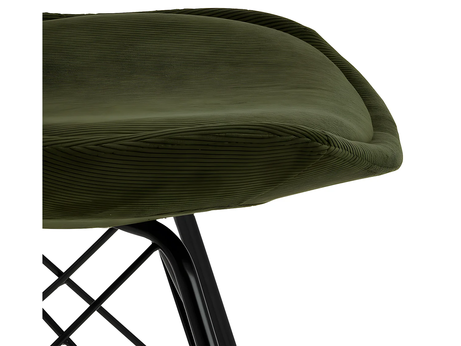 Eris Chaise de salle à manger en velours vert olive.