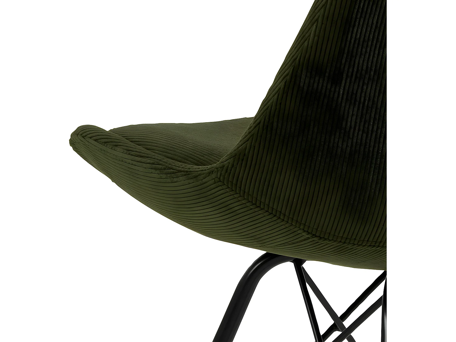 Eris Chaise de salle à manger en velours vert olive.