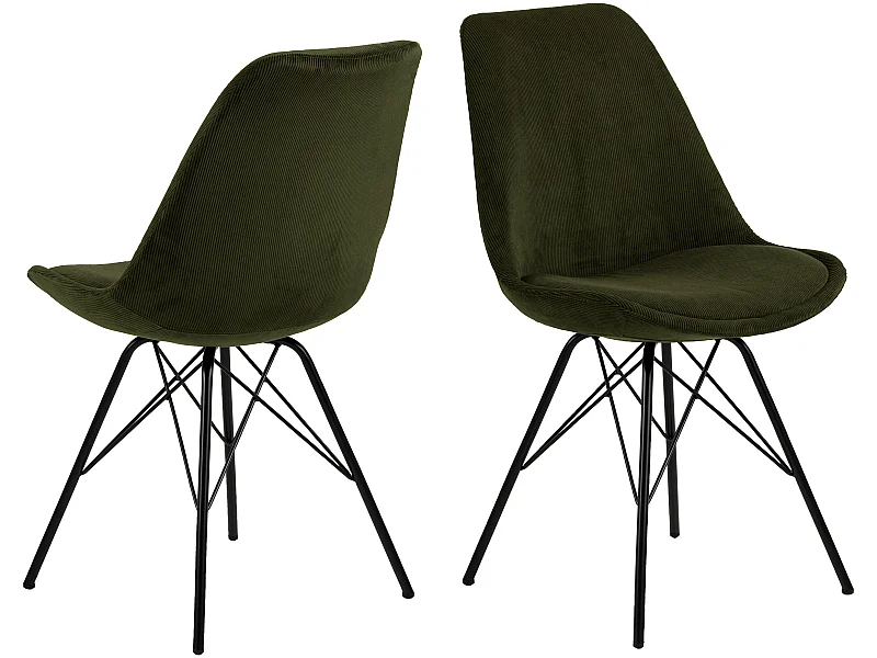 Eris Chaise de salle à manger en velours vert olive.