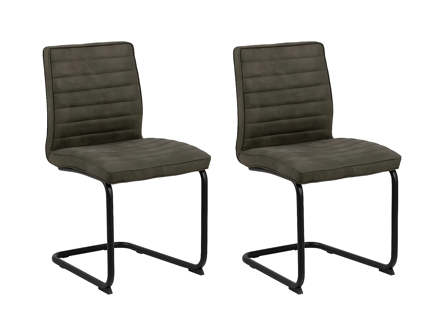 Zolly eetkamerstoel als sledestoel olijfgroen, zwart.