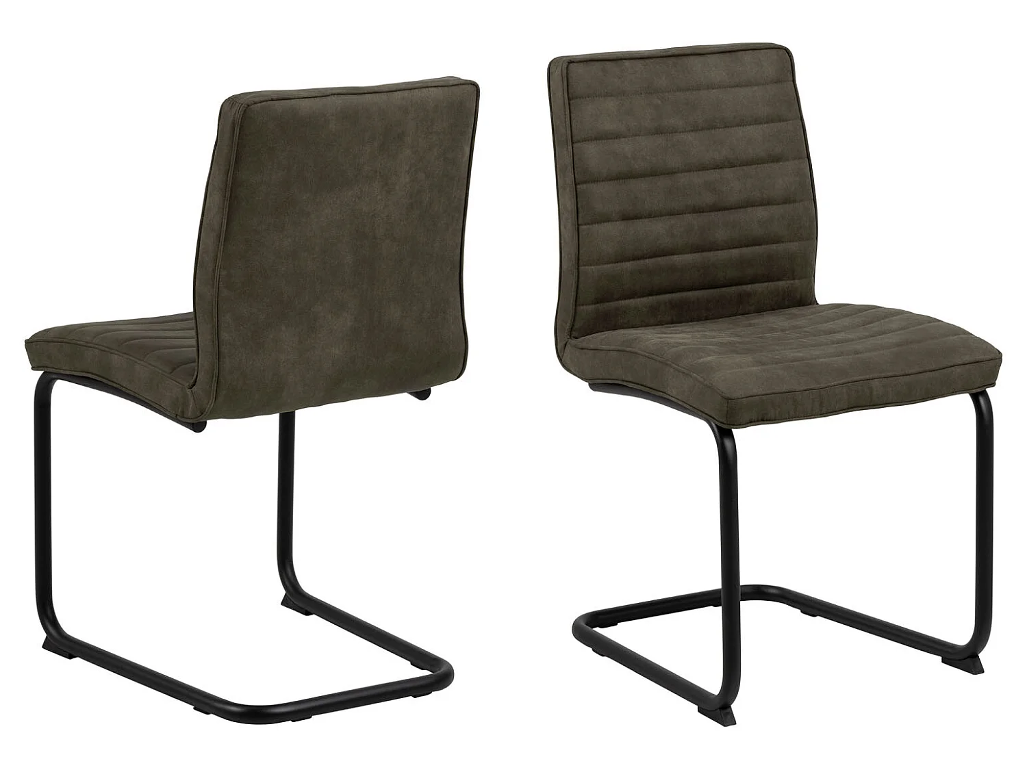 Zolly eetkamerstoel als sledestoel olijfgroen, zwart.