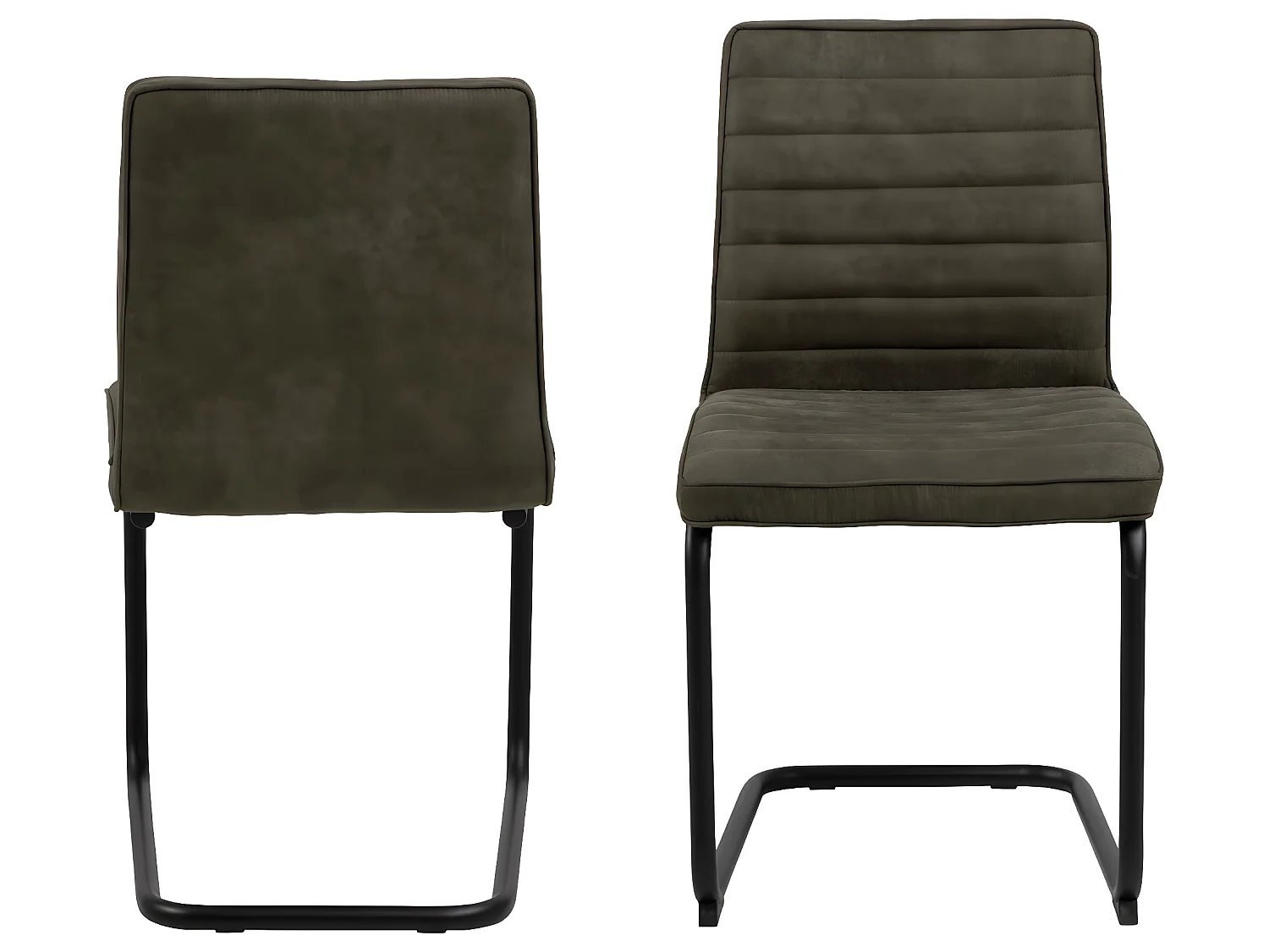 Zolly eetkamerstoel als sledestoel olijfgroen, zwart.