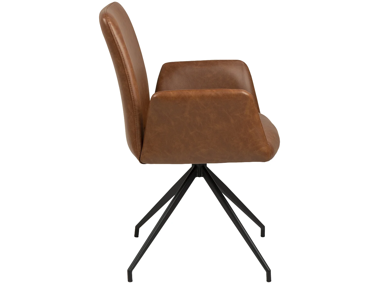 Nadine Esszimmerstuhl mit Drehfuß, cognac PU Kunstleder, Metall schwarz.