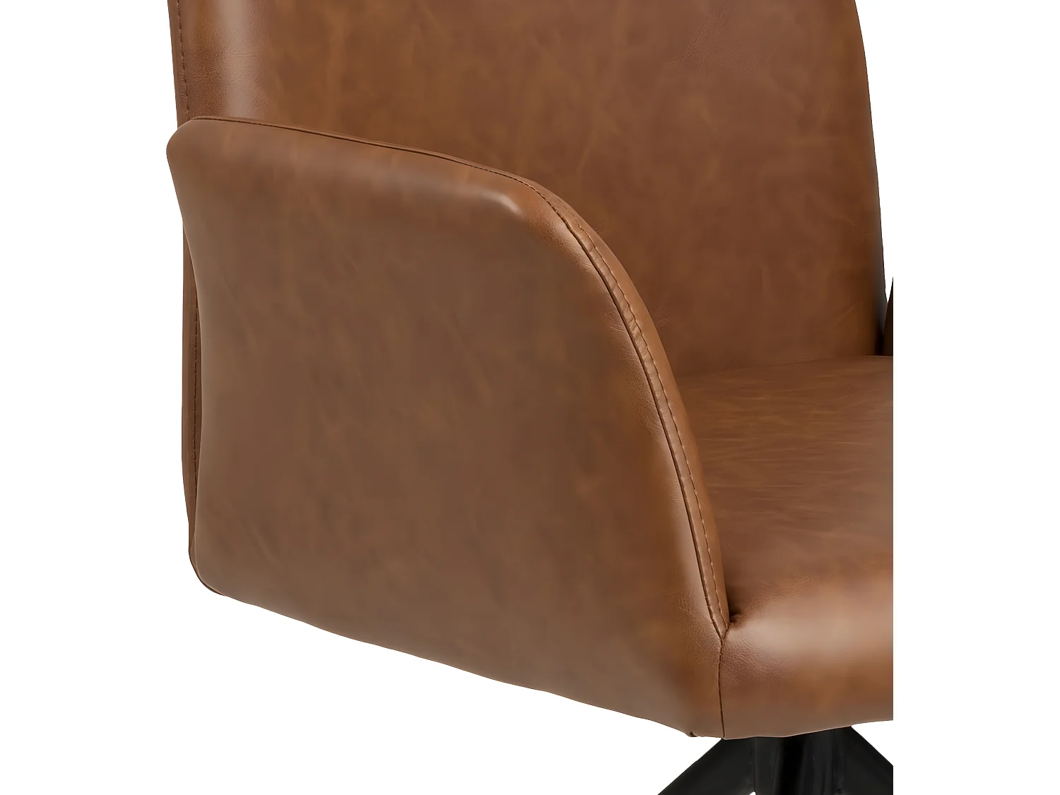 Nadine Esszimmerstuhl mit Drehfuß, cognac PU Kunstleder, Metall schwarz.