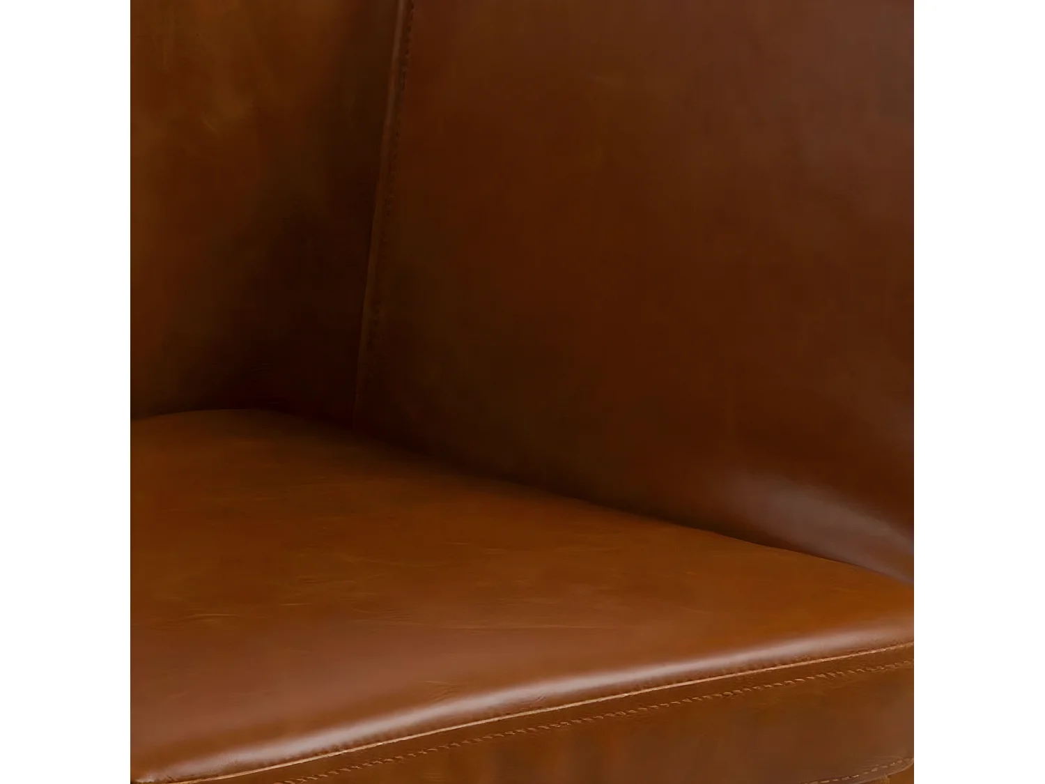 Noel Chaise de salle à manger en similicuir teinte cognac avec pieds en chêne massif délavé.