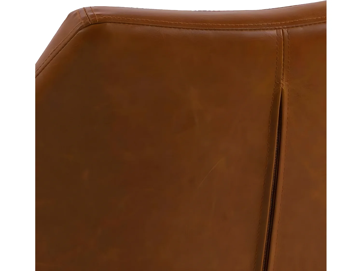 Noel Chaise de salle à manger en similicuir teinte cognac avec pieds en chêne massif délavé.