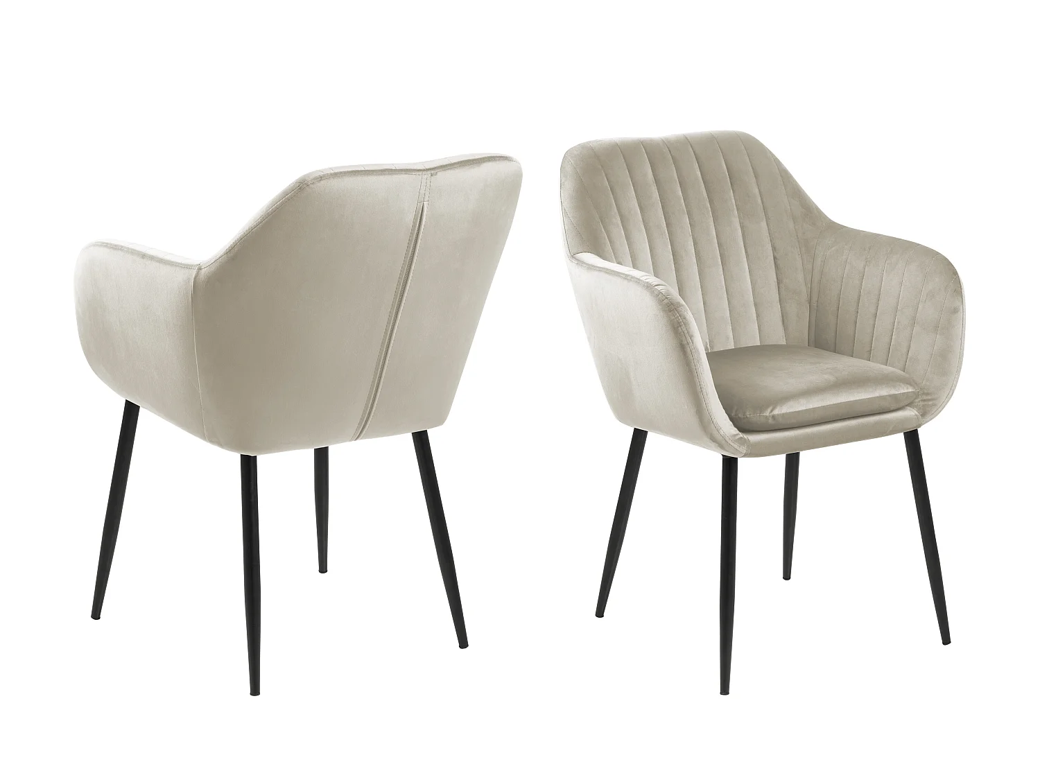 Emilia Chaise de salle à manger avec accoudoirs, velours, marron.