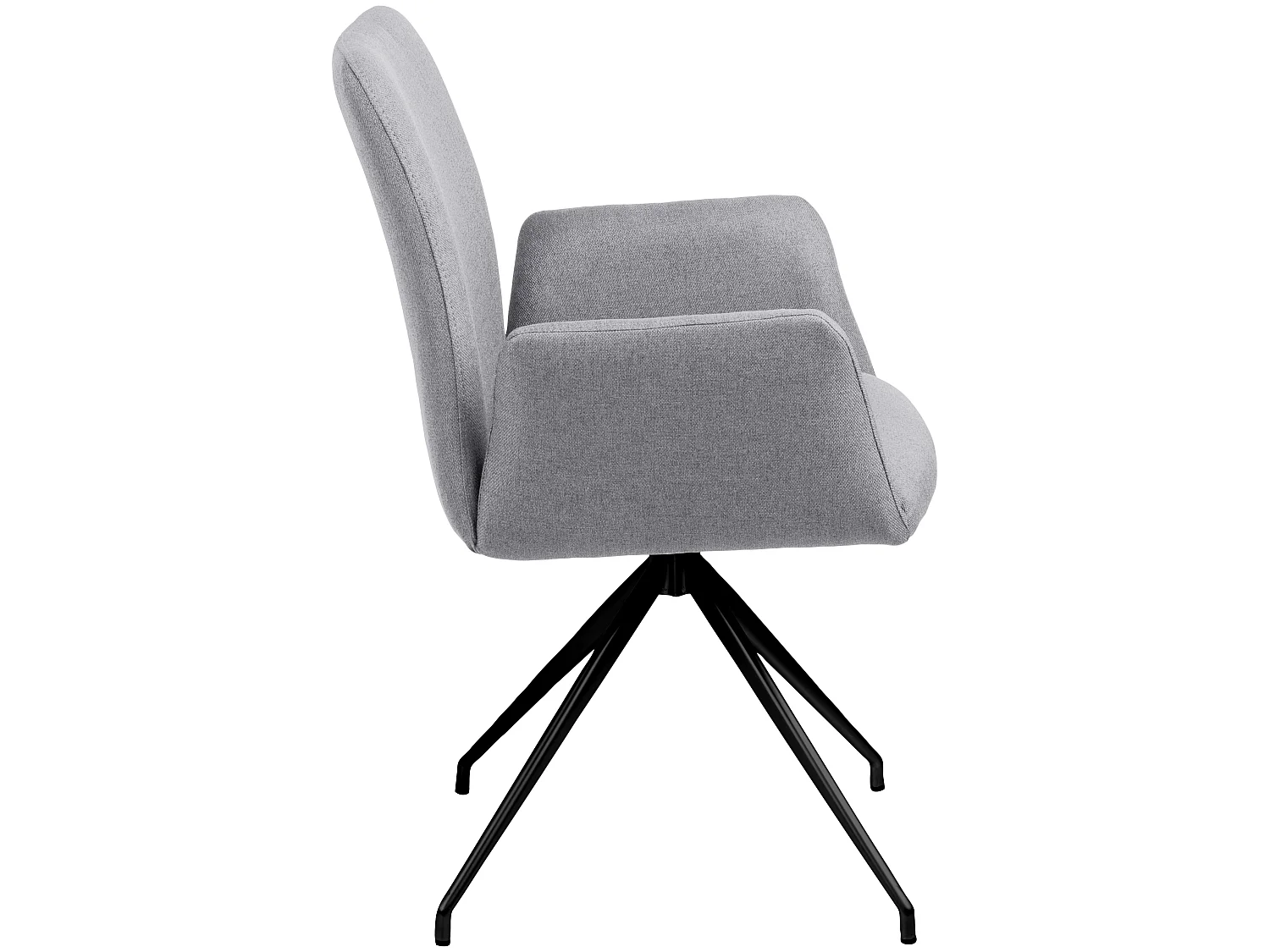 Nadine Chaise de salle à manger avec pied pivotant, gris clair, métal noir.