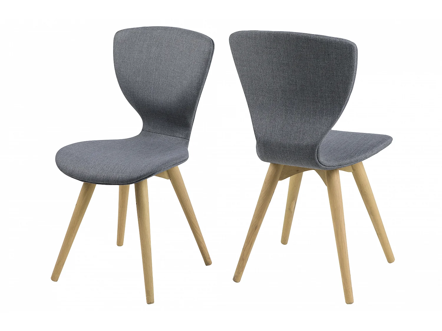 Gus eetkamerstoel in donkergrijze stof en wit geolied eikenhouten onderstel.