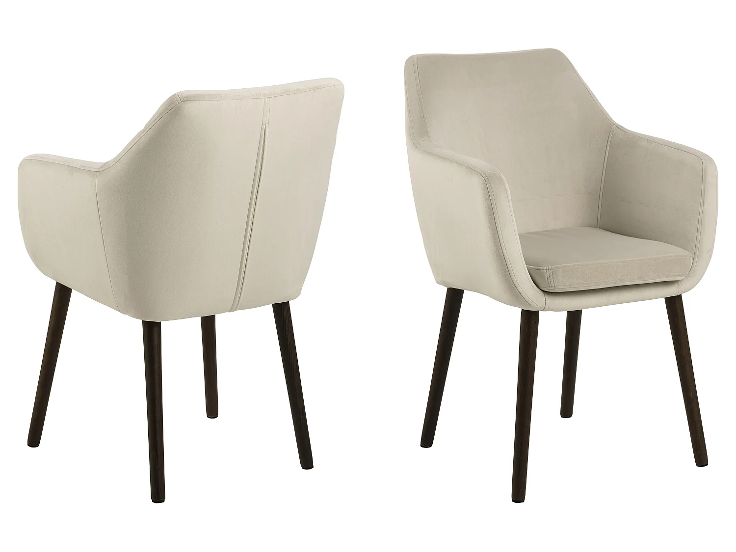 Nora Chaise de salle à manger avec accoudoirs en velours, brun.