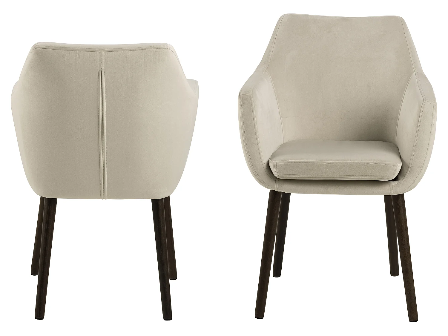 Nora Chaise de salle à manger avec accoudoirs en velours, brun.