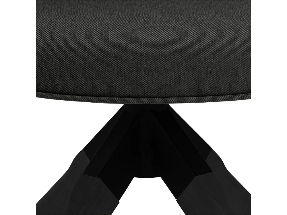 Aura Esszimmerstuhl schwarze Beine mit Armlehnen und Rücklauf dunkelgrau.