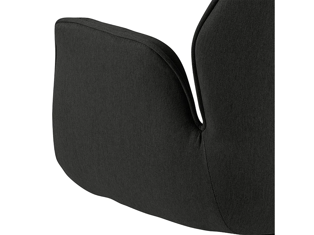 Aura Esszimmerstuhl schwarze Beine mit Armlehnen und Rücklauf dunkelgrau.