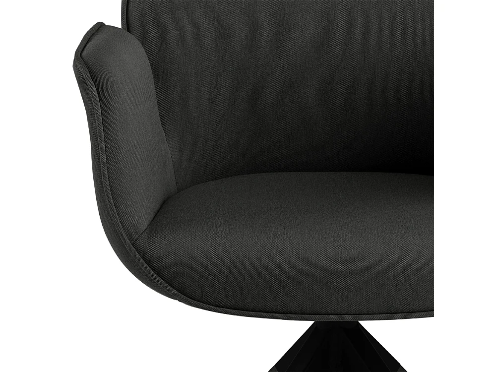 Aura eetkamerstoel zwarte poten met armsteunen en rugleuning donkergrijs.