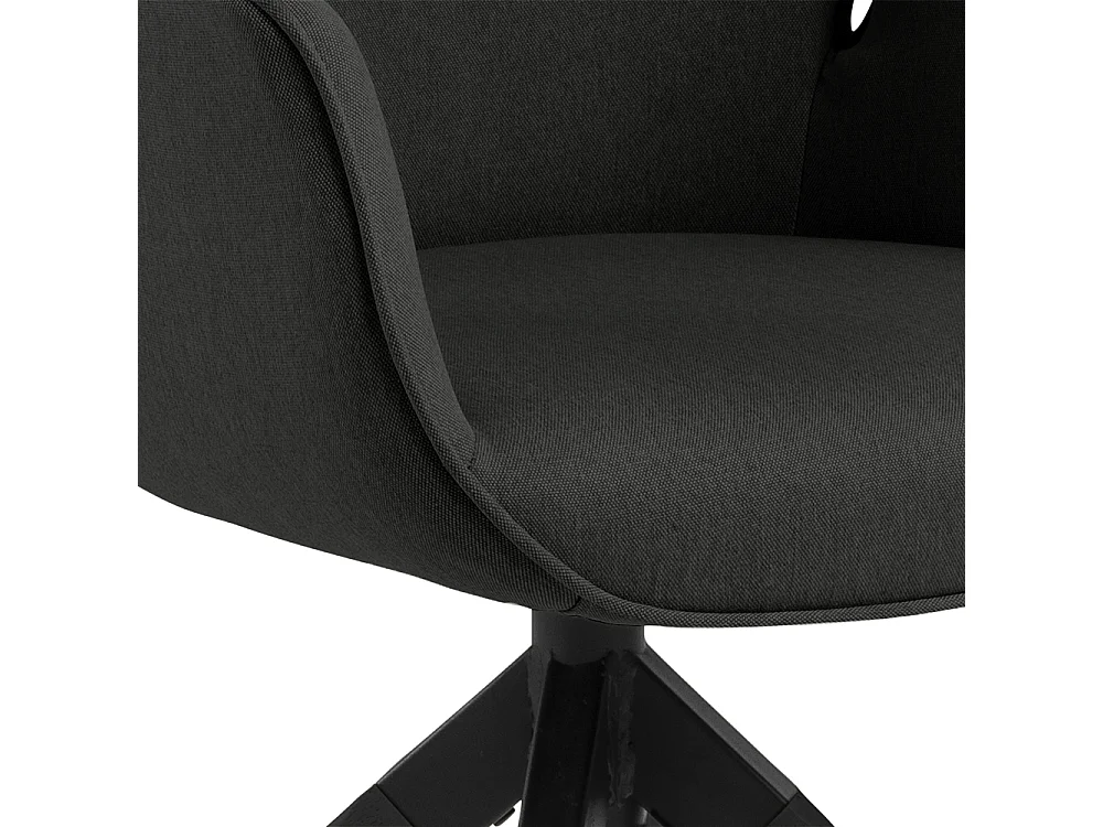 Aura eetkamerstoel zwarte poten met armsteunen en rugleuning donkergrijs.