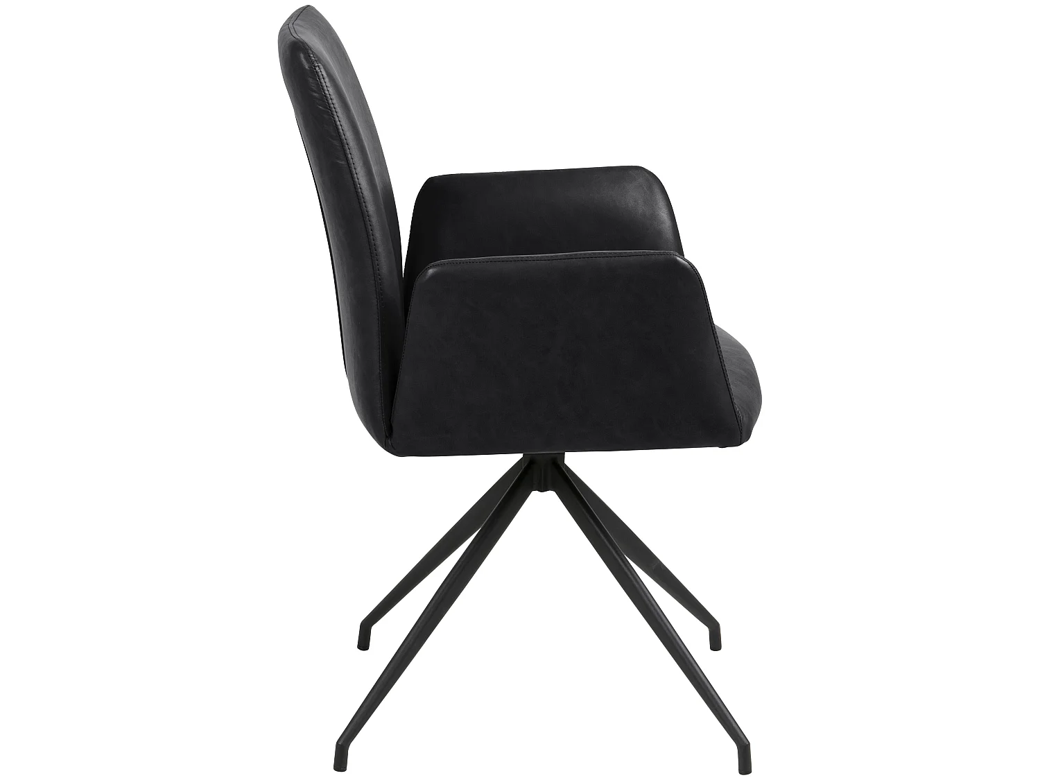 Nadine Esszimmerstuhl mit Drehfuß, schwarz PU Kunstleder, Metall schwarz.