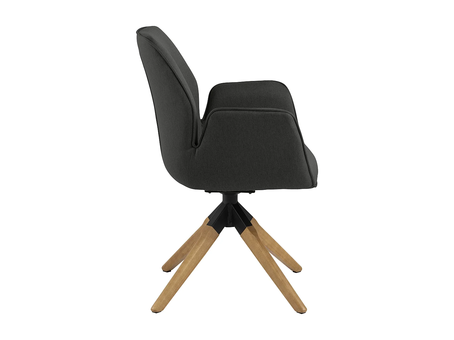 Aura Chaise de salle à manger avec pieds en chêne, avec dossier et accoudoirs, gris foncé.