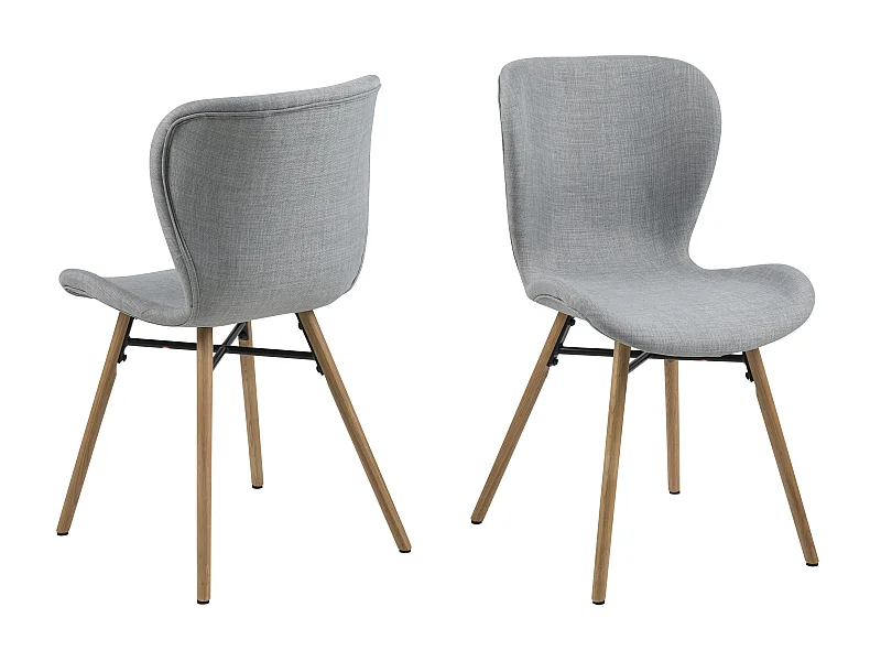 Bali Esszimmerstuhl Stoff hellgrau und massiven Beinen aus Eiche.